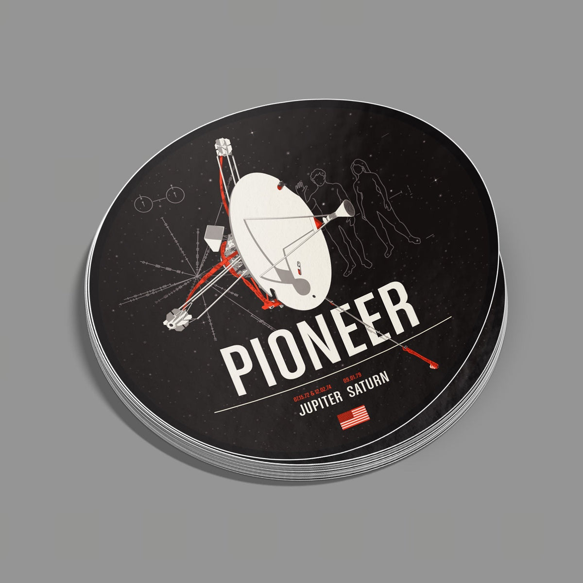 Chop Shop Studio Pioneer Sticker from the Historic Robotic Spacecraft Series