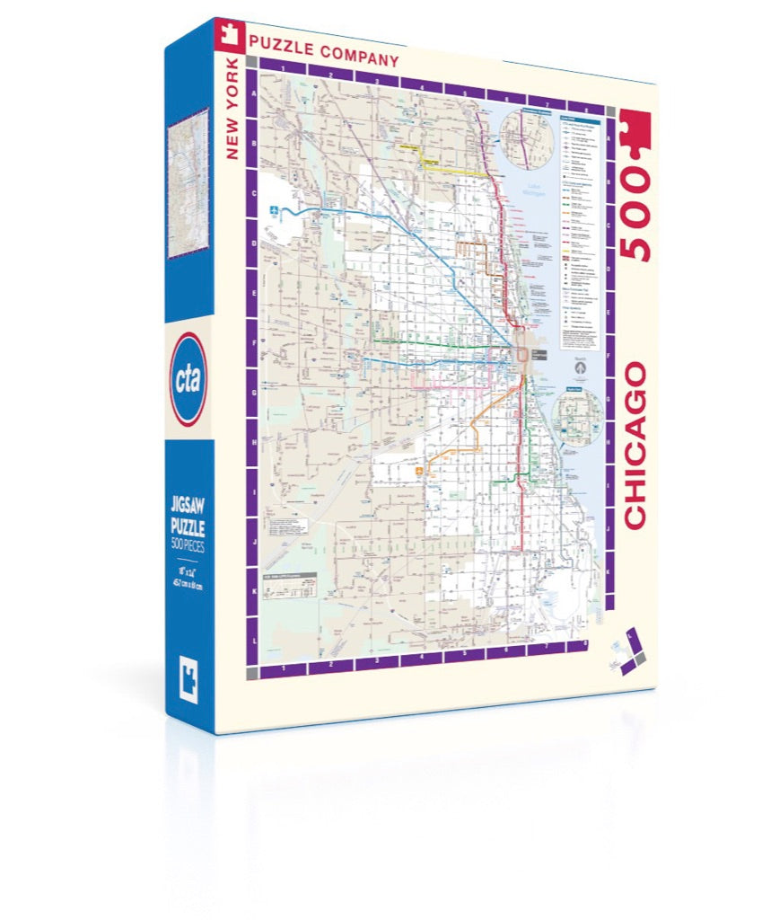 New York Puzzle Company Chicago Transit Map, 500 Piece Jigsaw Puzzle