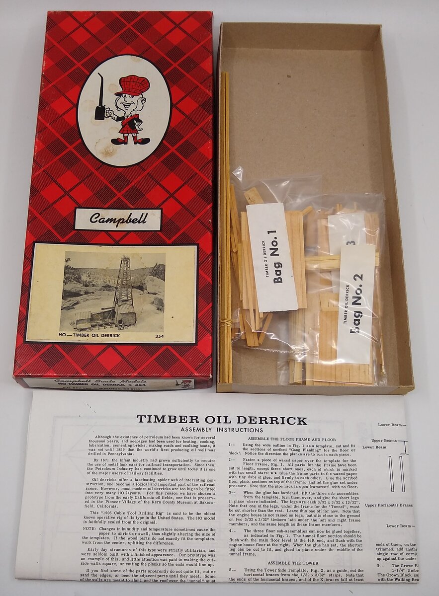 Campbell Scale Models 354-1075 Timber Oil Derrick Building Kit