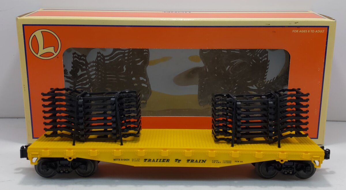 Lionel 6-36020 O Gauge TTX Trailer Train Flatcar with Auto Frames #9-6424