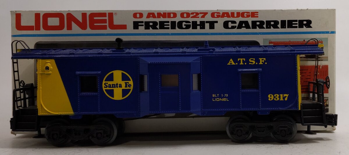 Lionel 6-9317 O Gauge AT&SF Blue & Yellow Bay Window Caboose #9317