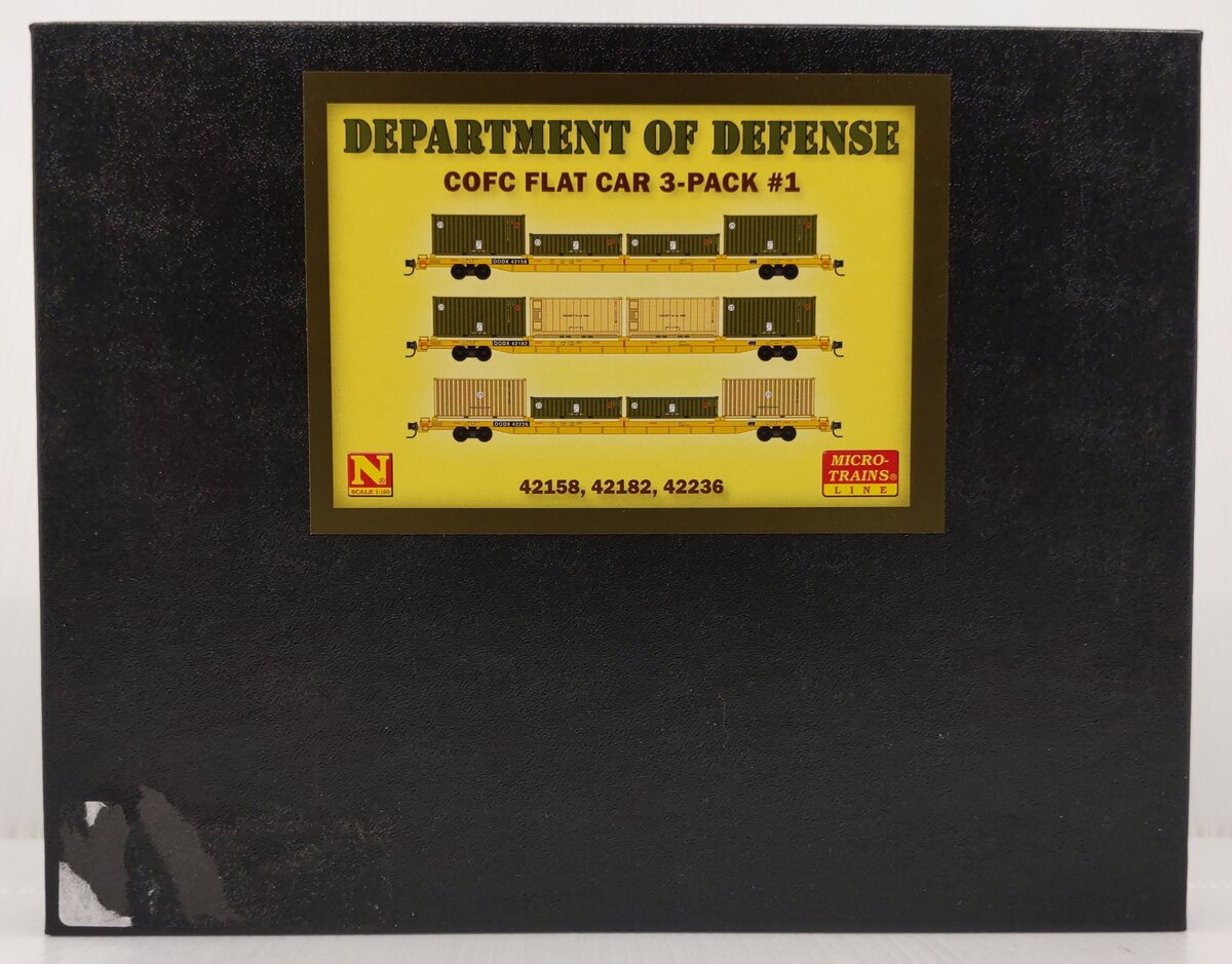 Micro-Trains 99301900 N Department Of Defense COFC Flatcar (Set of 3)