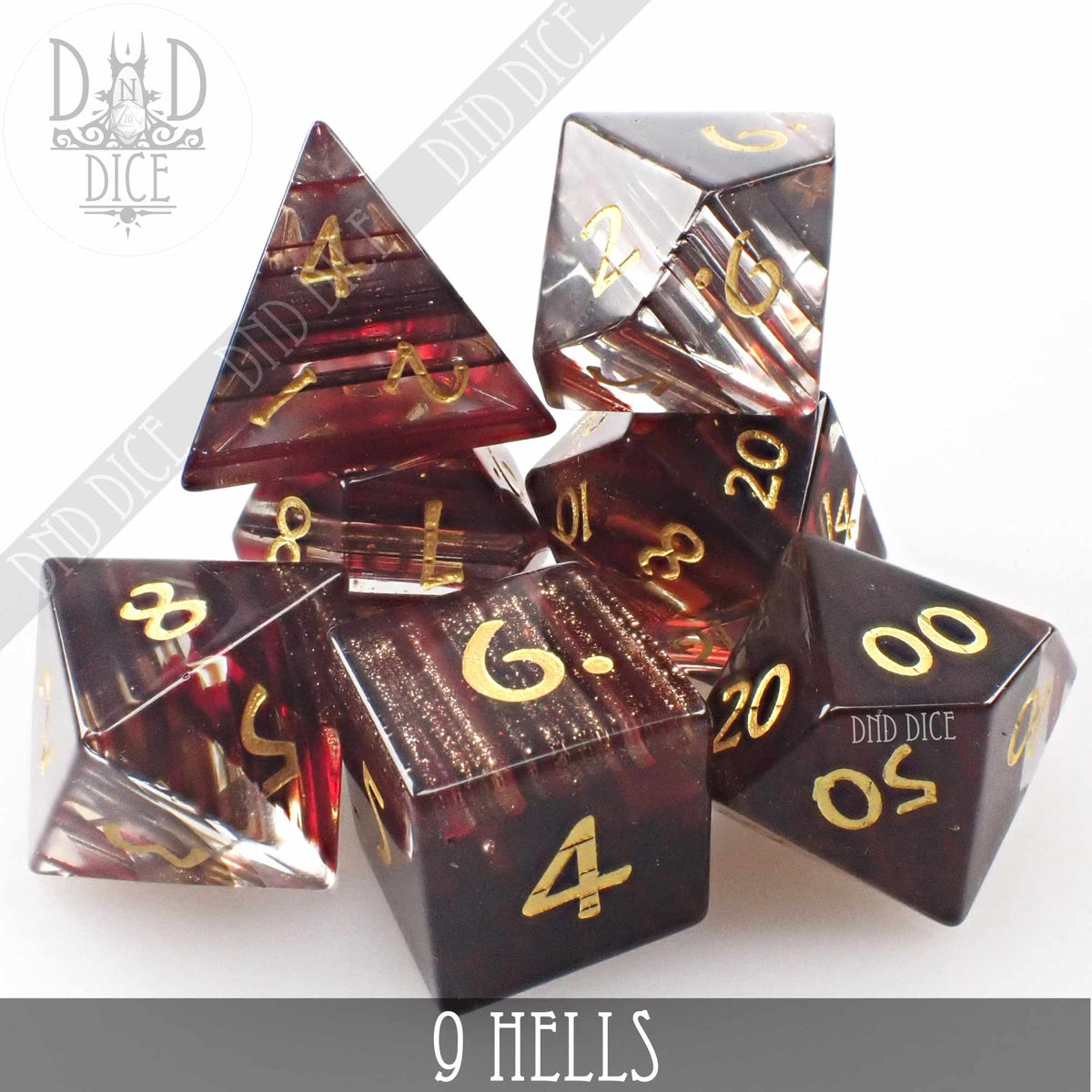 DND DICE 9 Hells Glass Dice Set