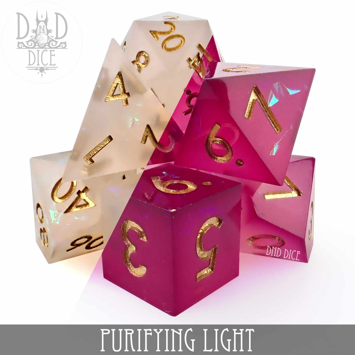 DND DICE Purifying Light Handmade Dice Set