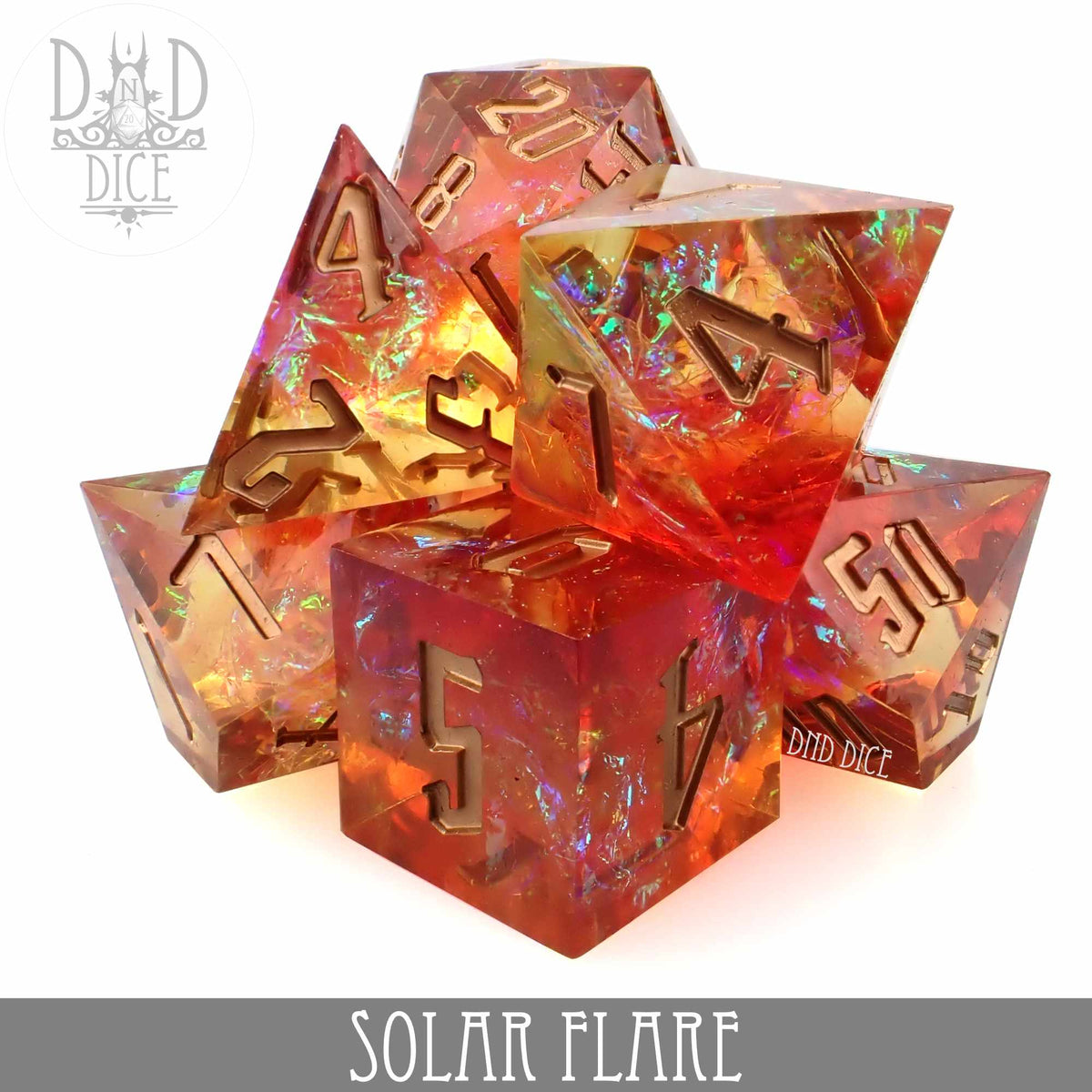 DND DICE Solar Flare Handmade Dice Set