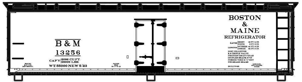 Accurail 81562 HO Scale 40' Wood Reefer Kit Boston & Maine B&M
