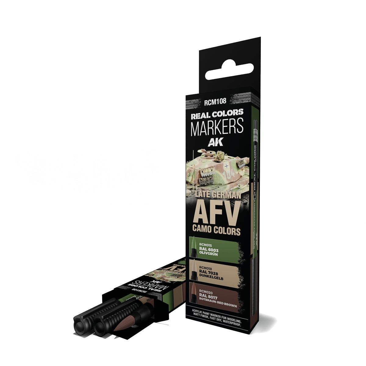 AK Interactive RCM108 Late German AFV Camouflage Real Color Paint Marker Set