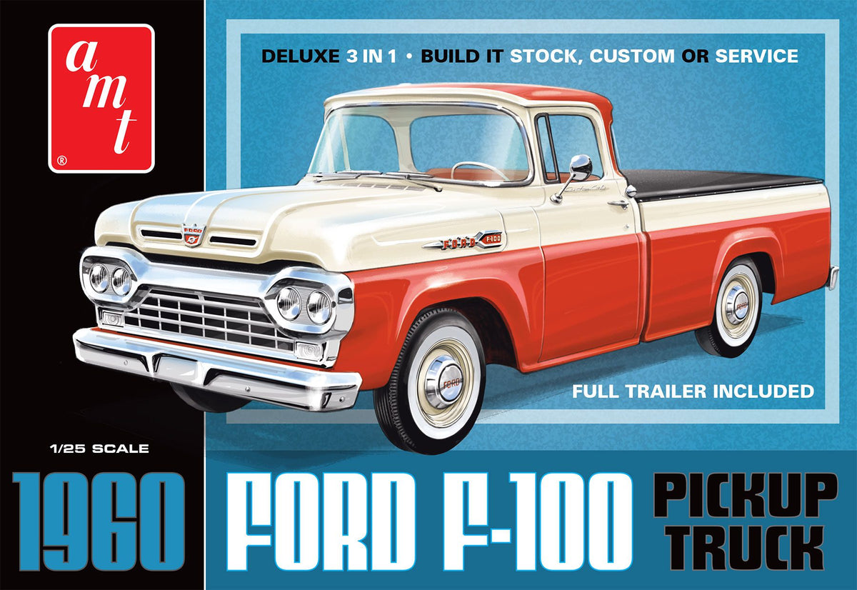 amt 1407 1/25 1960 Ford F-100 Pickup Truck with Trailer