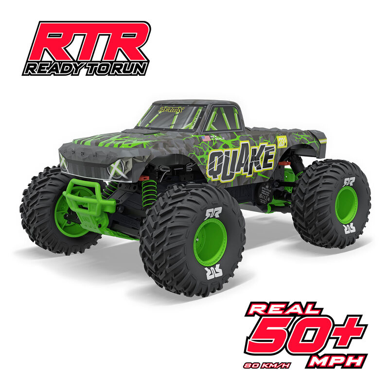 ARA3537T2 1/10 QUAKE 223S DSC 2WD RTR Brushless Monster Truck, Green
