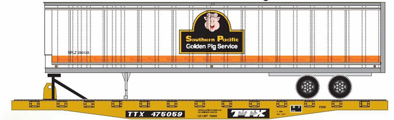 Athearn 29298 HO Scale 50' TTX Flatcar with SP Trailer