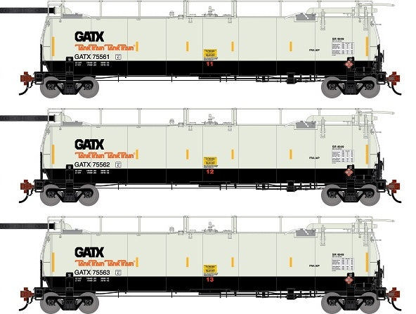 Athearn Genesis G1330 HO Scale 23K TankTrain Intermediate GATX White/Black