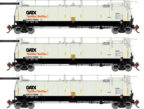 Athearn Genesis G1331 HO Scale 23K TankTrain Intermediate GATX White/Black