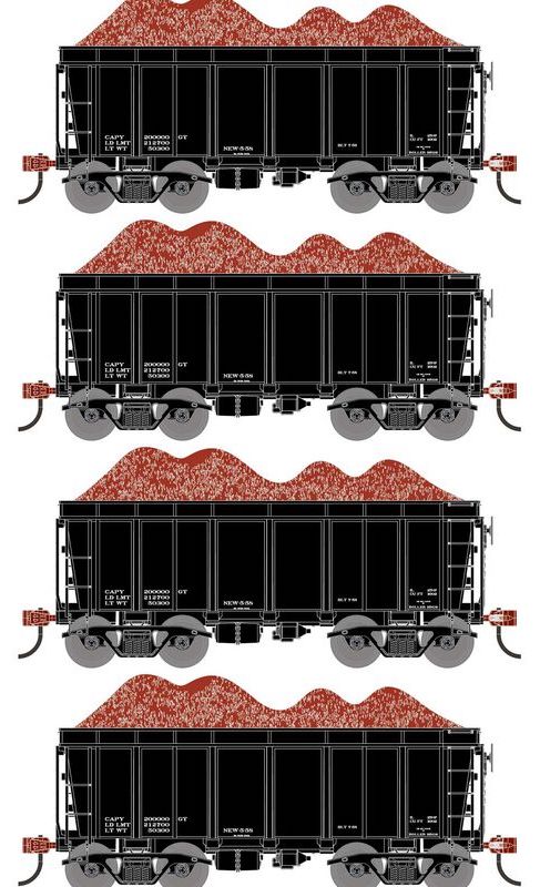 Athearn RTR 1718 HO Scale 26' Ore Car High Side w/Load Data Only Black
