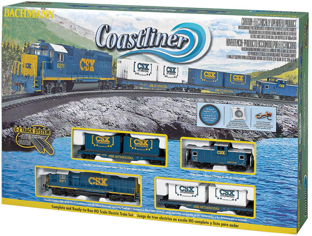 Bachmann 00734 HO Scale Coastliner CSX GP40 Diesel Freight Model Train Set