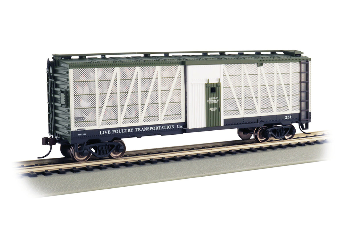 Bachmann 15902 HO Scale 40' Poultry Transport Car with Chickens Live Poultry Transit 251