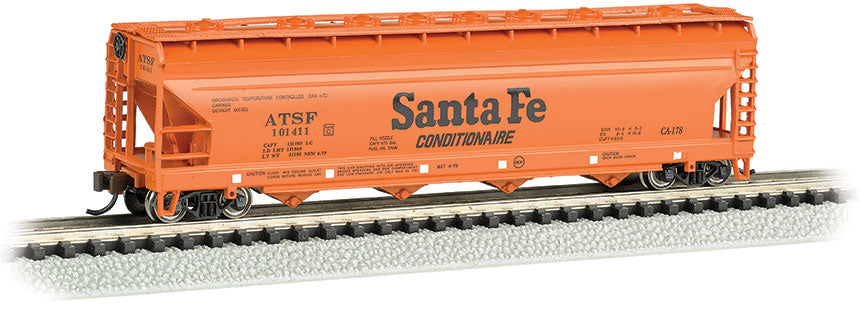 Bachmann 17564 N Scale 56' ACF Centerflow Covered Hopper Santa Fe "Conditionaire" ATSF 101414