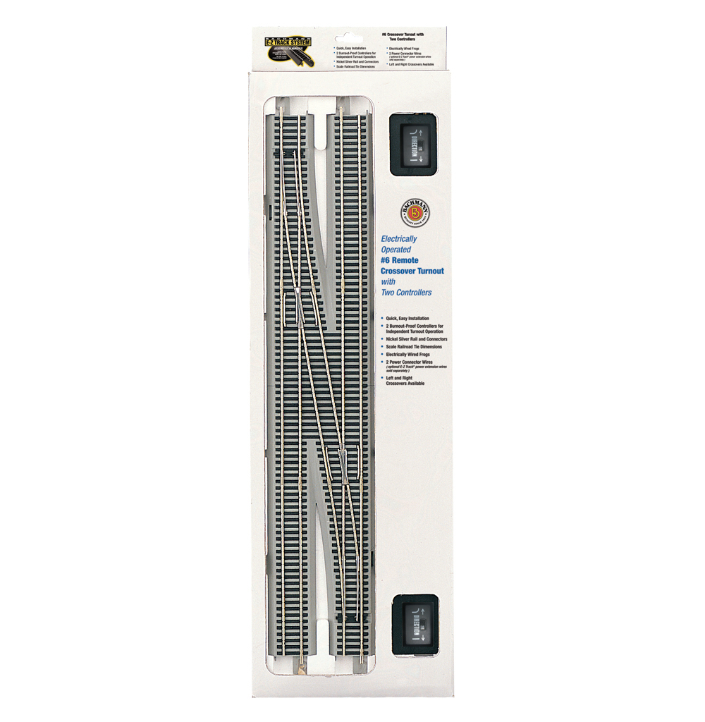 Bachmann 44575 HO Scale E-Z Track #6 Remote Left Hand Crossover