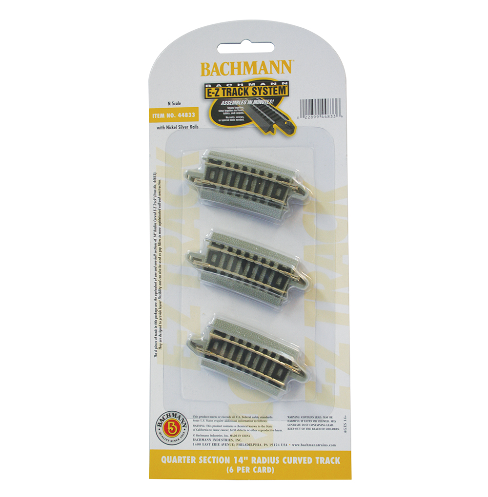Bachmann 44833 N Scale E-Z Track Quarter-Sections 14" Radius Curve