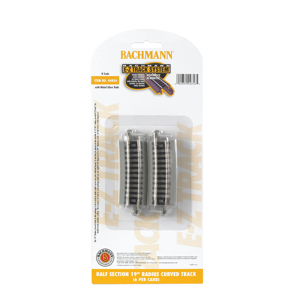 Bachmann 44856 N Scale E-Z Track Half-Section 19" Radius Curve