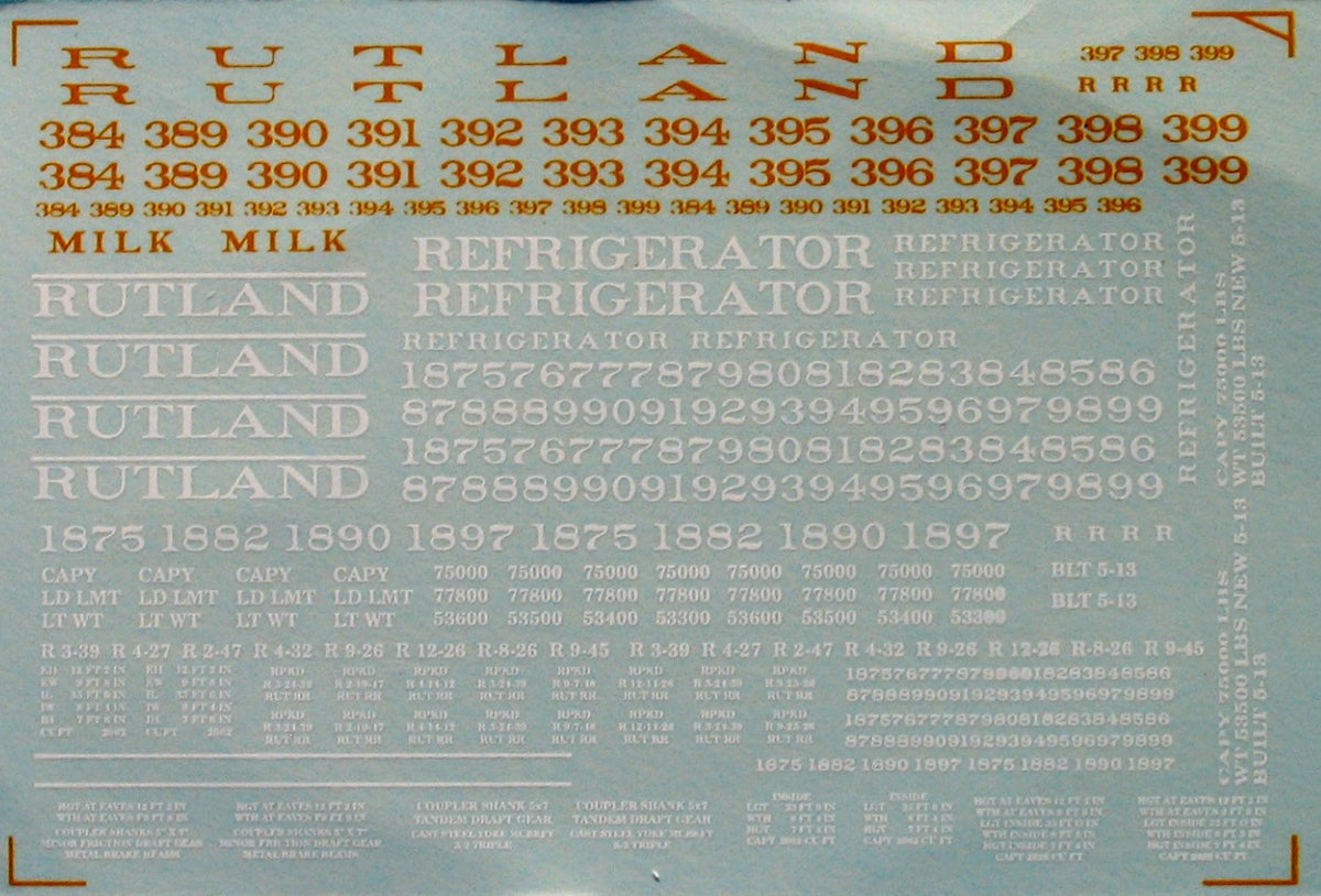 Bethlehem Car Works 852 HO Scale Rutland Refrigerator Dulux Gold Decals