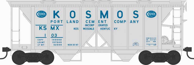 Bowser 43273 HO Scale H34 Covered Hopper Kosmos Cement KSMX 108