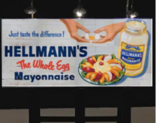 Dwarvin DVBB104-FP HO Scale Unassembled Fiber-Lit Hellmann's Billboard