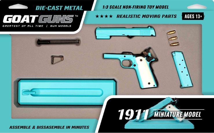 Goat Guns 1:2.5 Scale 1911 Diecast Gun Model - Soft Blue with Ivory Grips