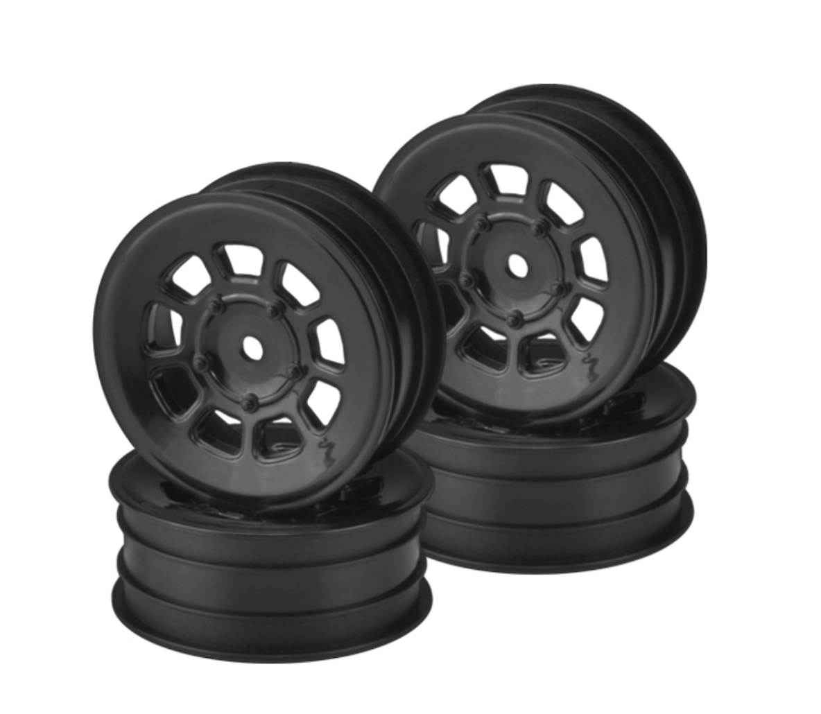 J Concepts 3397B Black 9 Shot 2.2" Front Buggy Wheels with 12mm Hex