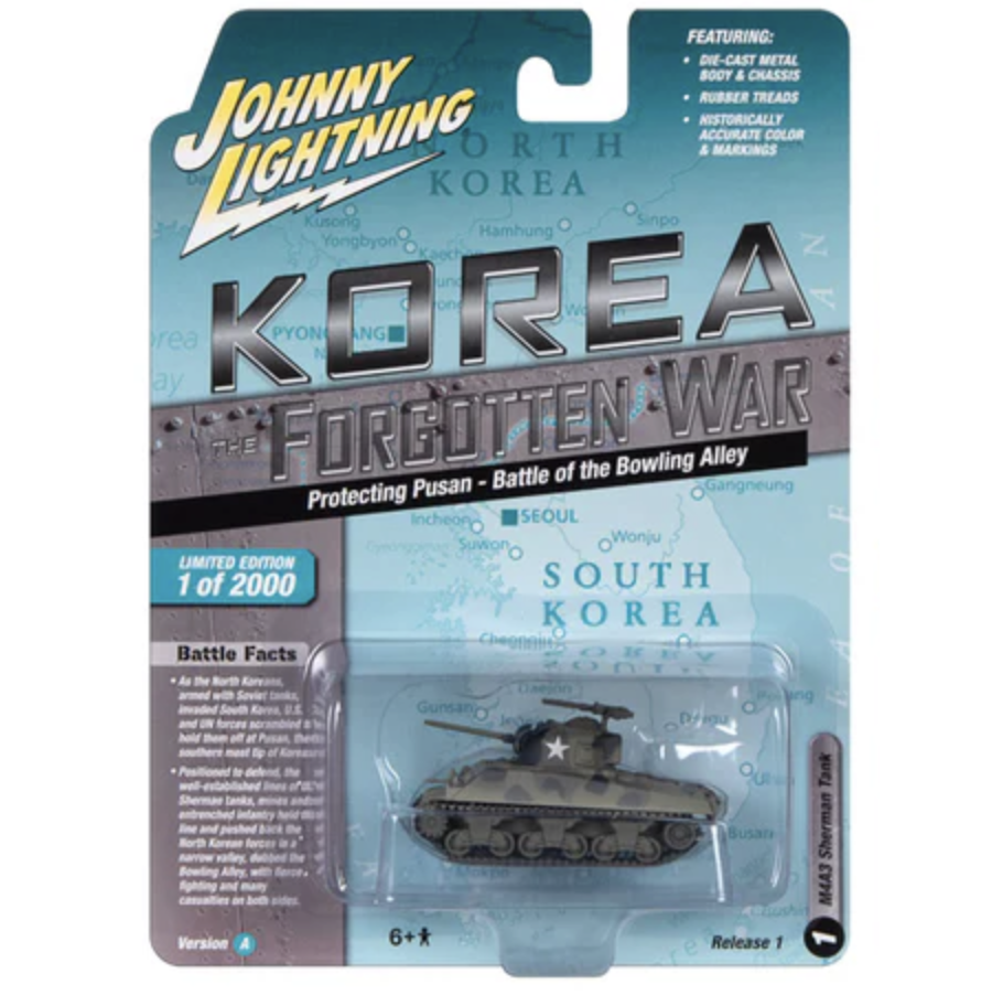 Johnny Lightning JLML009 Korea The Forgotten War Version A (Protecting Pusan - Battle of the Bowling Alley) M4A3 Sherman Tank