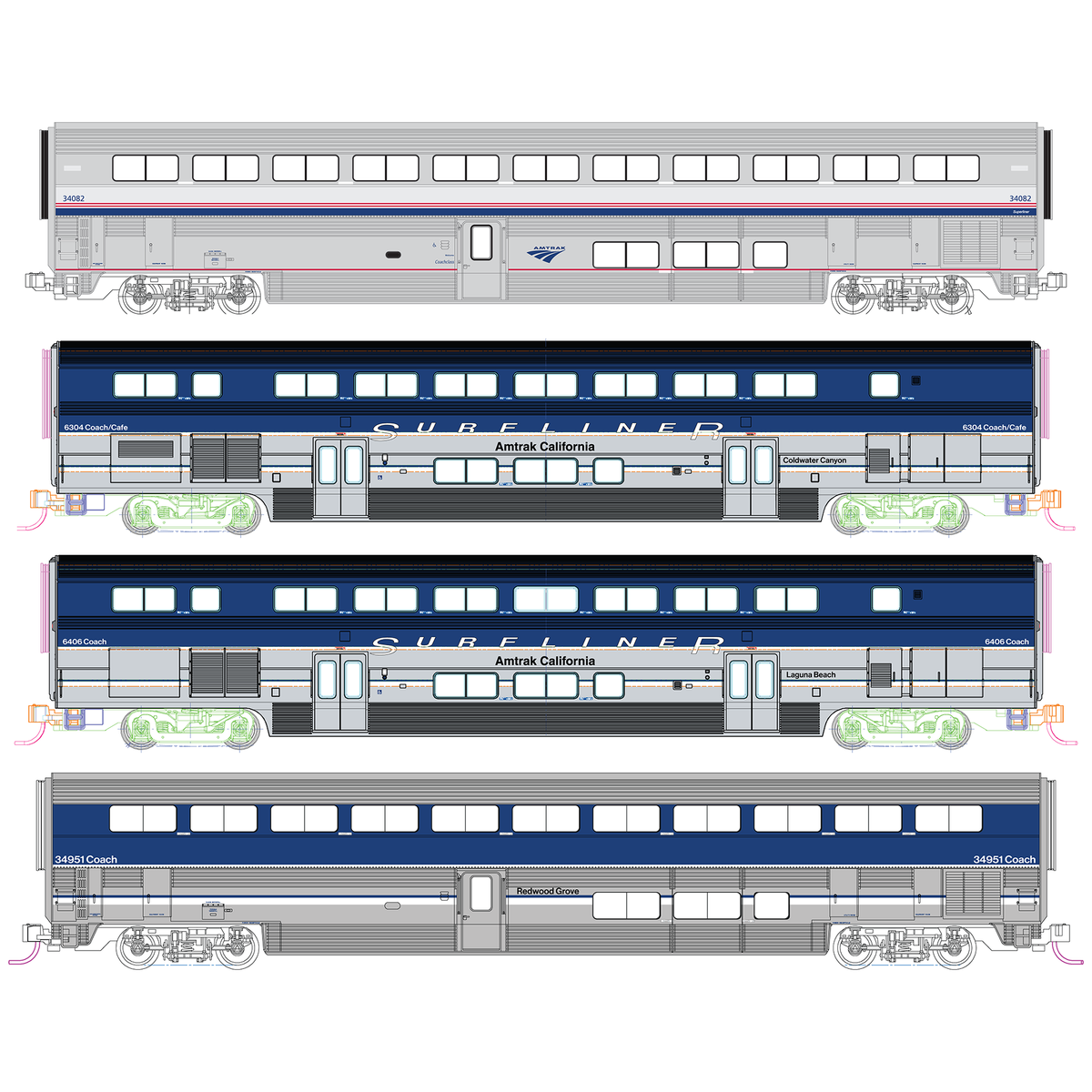Kato 106-9002 N Scale Amtrak Pacific Surfliner
