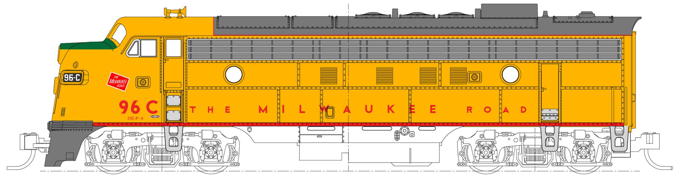 KATO 176-2303 N Scale Milwaukee Road "Olympian Hiawatha Post 1955" EMD FP7A #96C - DC