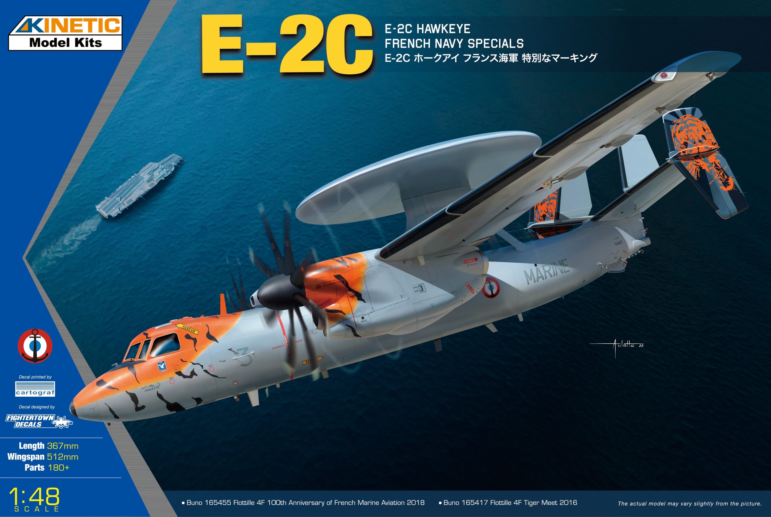 Kinetic K48122 1:48 E-2C Hawkeye French Navy Military Aircraft Plane Kit