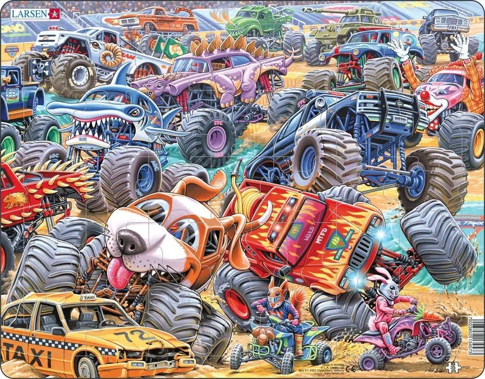 Larsen Puzzles 41-7914 Monster Truck Race Children's
