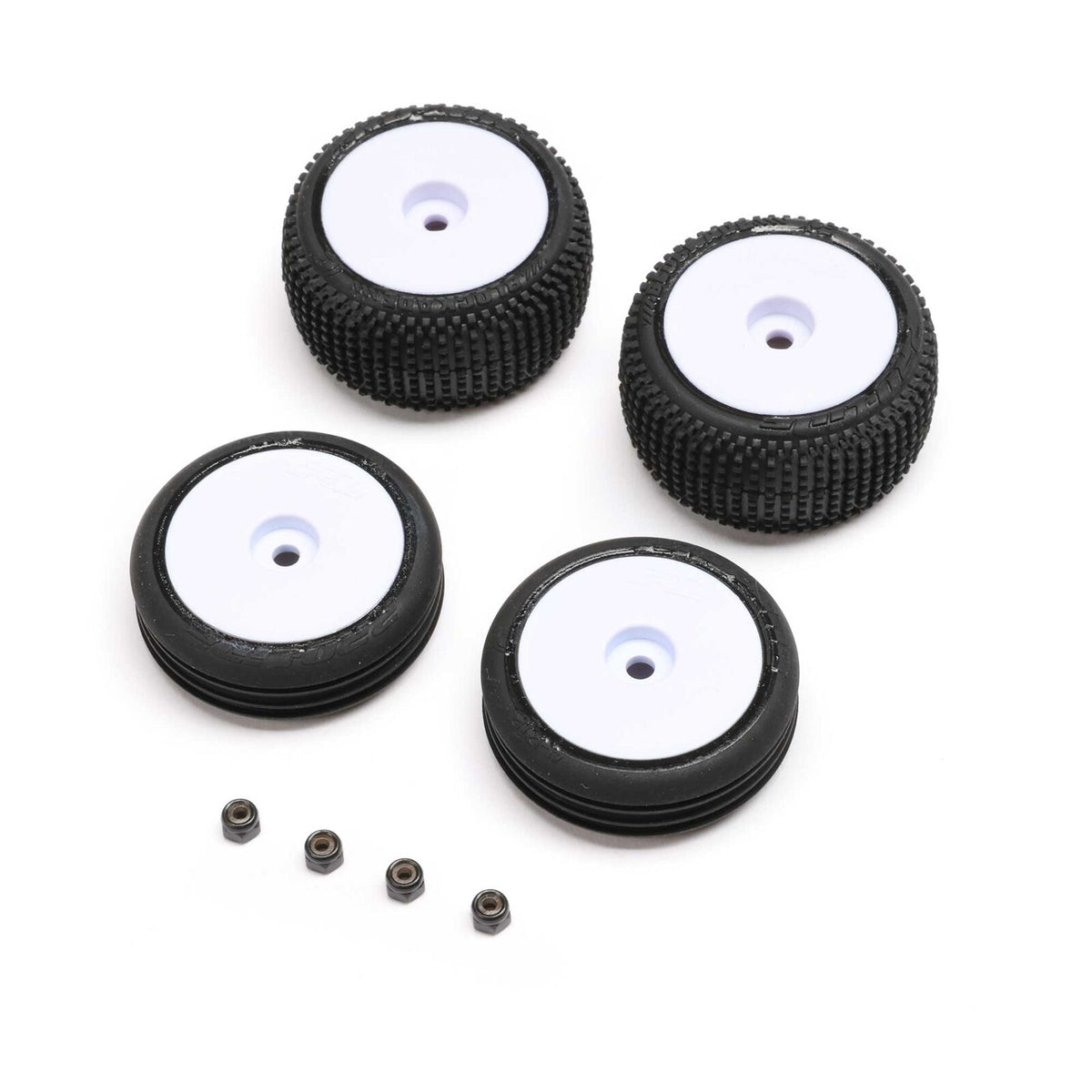 LOSI 1763 White Wheels with Tires for Micro-B