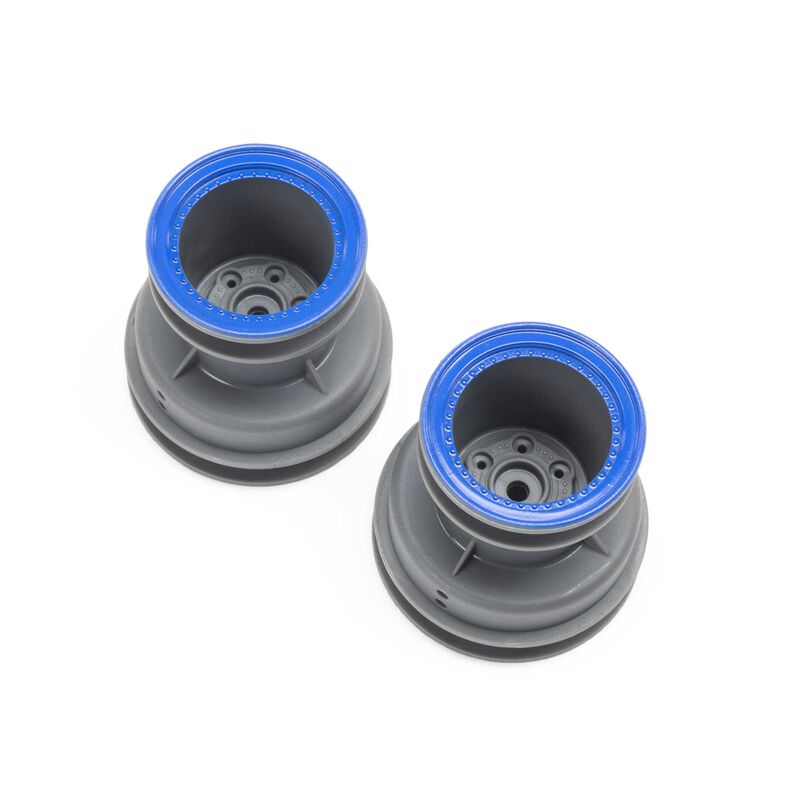 Losi LOS41046 Blue Beadlock Monster Truck Wheels for Mini LMT