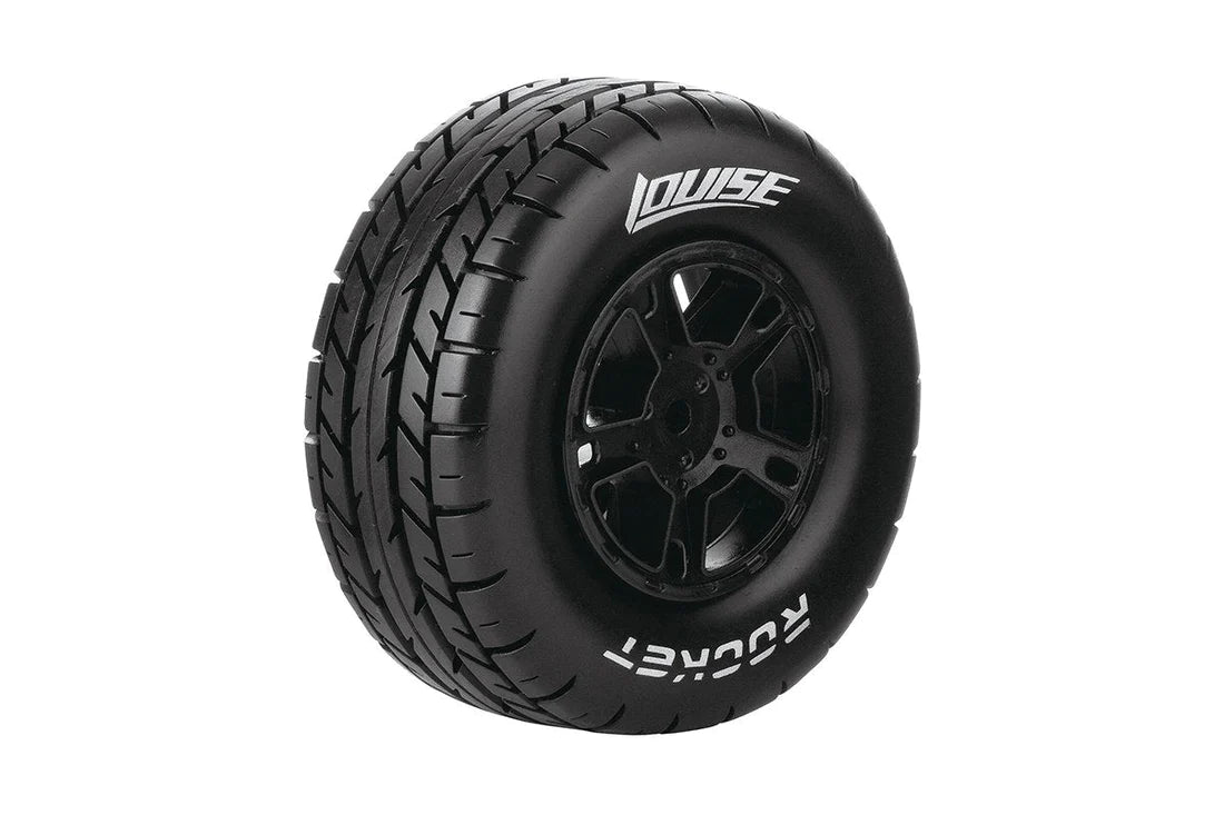 Louise RC L-T3154SB SC-Rocket Soft Tires on Black Rim with Removable Hex for 1 /10 Short Course (1 Pair)