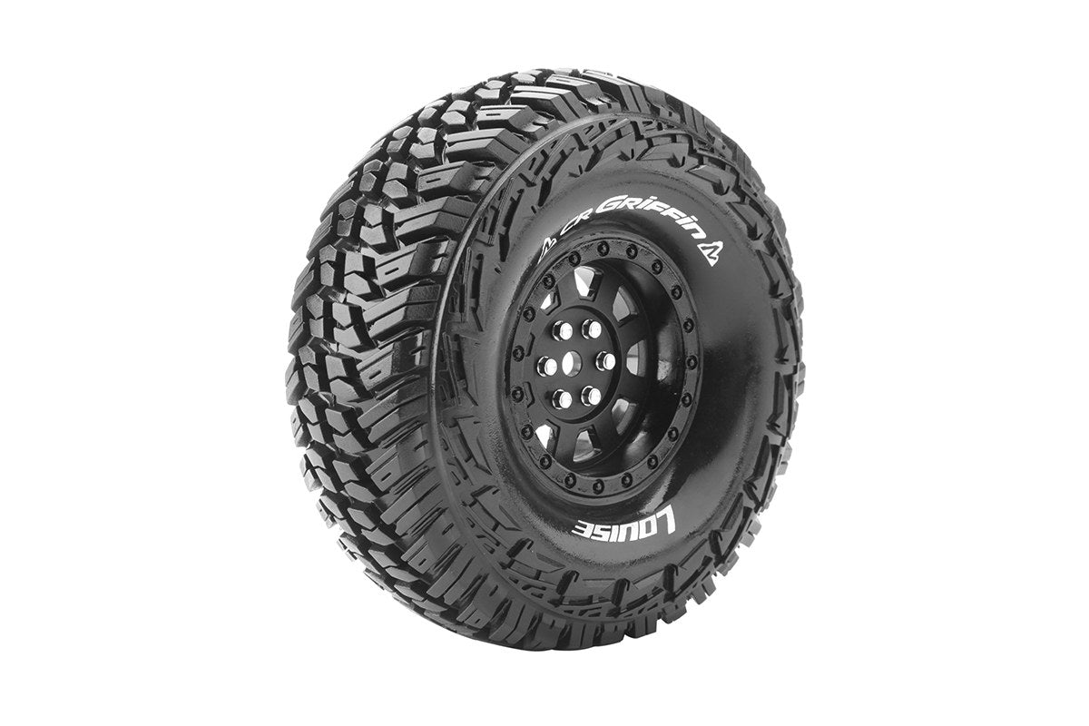 Louise RC L-T3230VBC CR-Griffin Super Soft 1.9" Tire Mounted on Black Chrome Rim with 12mm Hex for 1/10 Crawlers