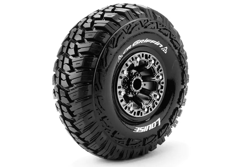 Louise RC L-T3235VBC CR-Griffin Super Soft 2.2" Tire Mounted on Black Chrome Rim with 12mm Hex for 1/10 Crawlers