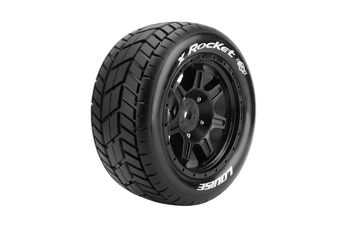 Louise RC L-T3295BM MFT X-Rocket Sport Monster Truck Tires Mounted on Black Rim with 24mm Hex fits Arrma Kraton 8S