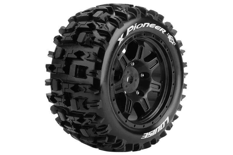 Louise RC L-T3296BM MFT X-Pioneer Sport Monster Truck Tires Mounted on Black Rim with 24mm Hex fits Arrma Kraton 8S