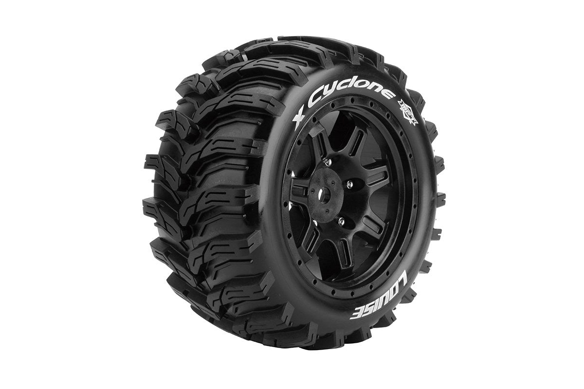 Louise RC L-T3298BM MFT X-Cyclone Sport Monster Truck Tires Mounted on Black Rim with 24mm Hex fits Arrma Kraton 8S