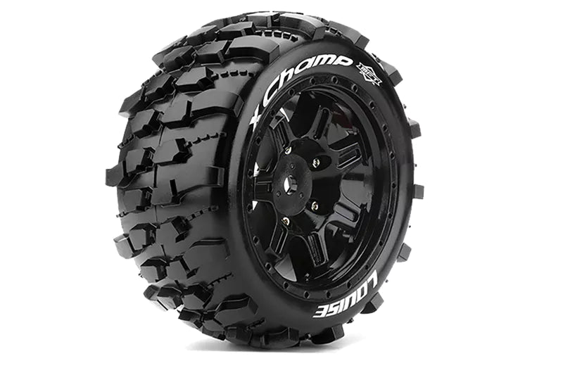 Louise RC L-T3349BM MFT X-Champ Sport Monster Truck Tires Mounted on Black Rim with 24mm Hex fits Arrma Kraton 8S