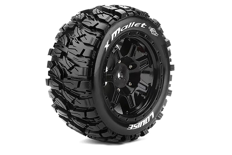 Louise RC L-T3350BM MFT X-Mallet Sport Monster Truck Tires Mounted on Black Rim with 24mm Hex fits Arrma Kraton 8S
