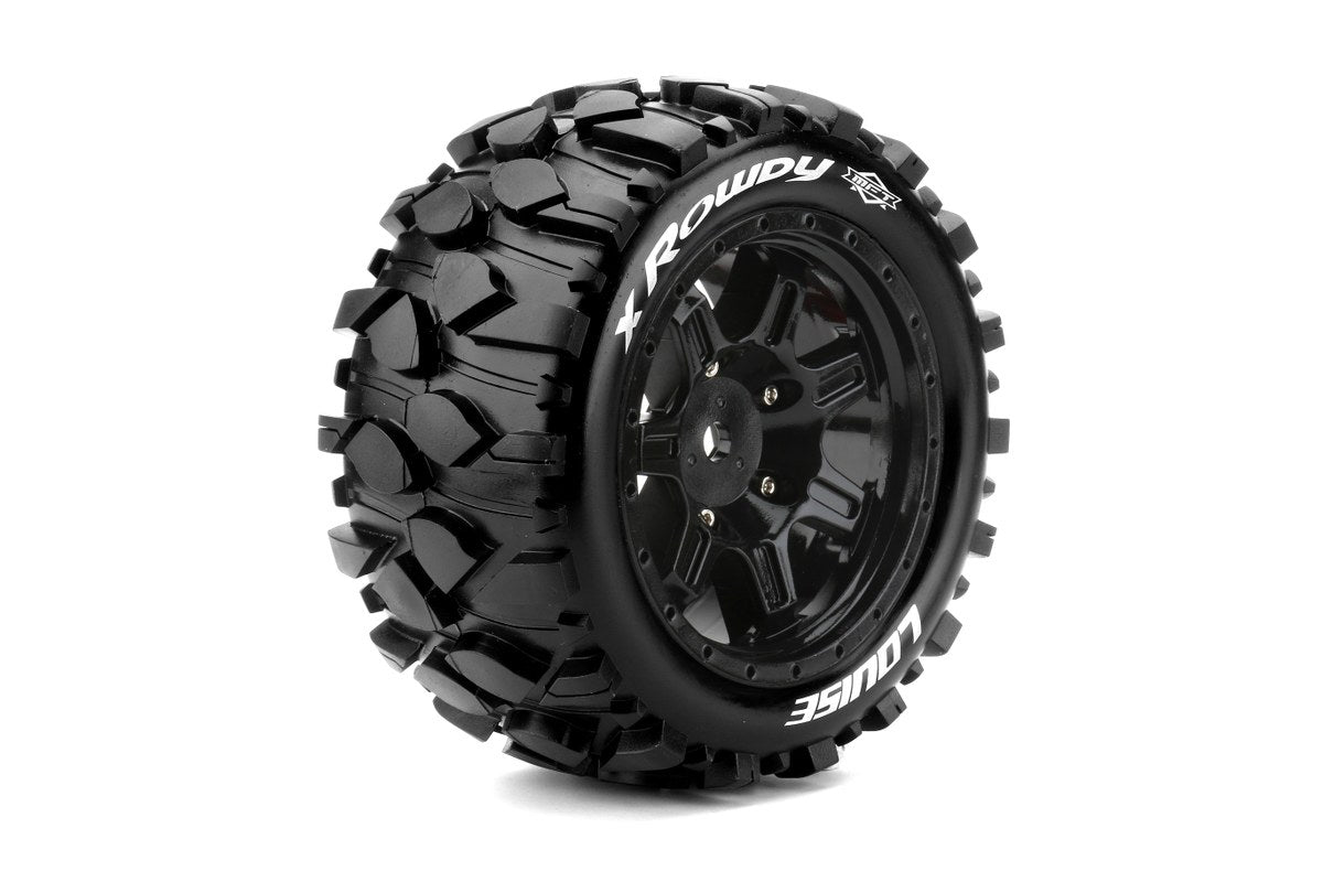 Louise RC L-T3351B MFT X-Rowdy Sport Monster Truck Tires Mounted on Black Rim with 24mm Hex fits TRAXXAS X-MAXX