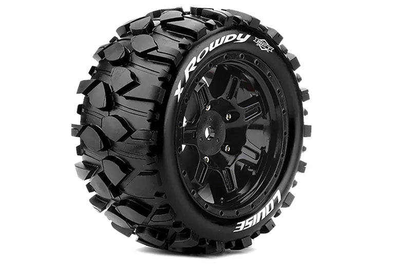 Louise RC L-T3351BM MFT X-Rowdy Sport Monster Truck Tires Mounted on Black Rim with 24mm Hex fits Arrma Kraton 8S
