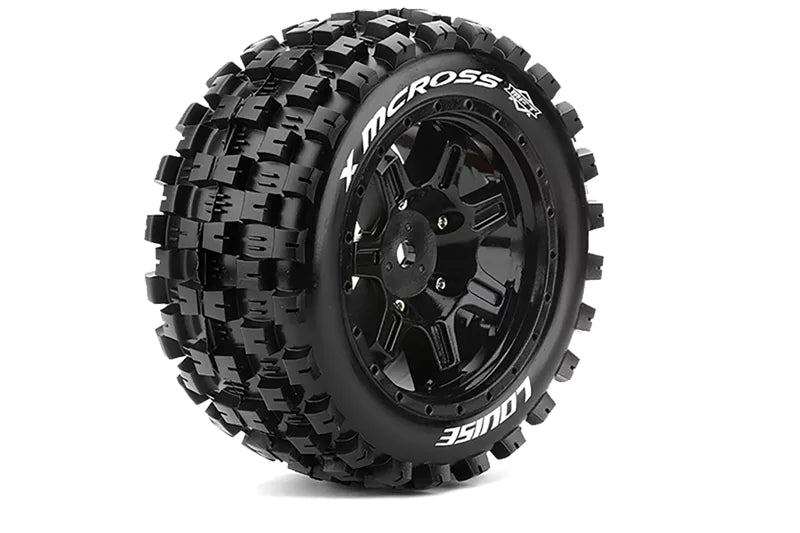 Louise RC L-T3352BM MFT X-Mcross Sport Monster Truck Tires Mounted on Black Rim with 24mm Hex fits Arrma Kraton 8S