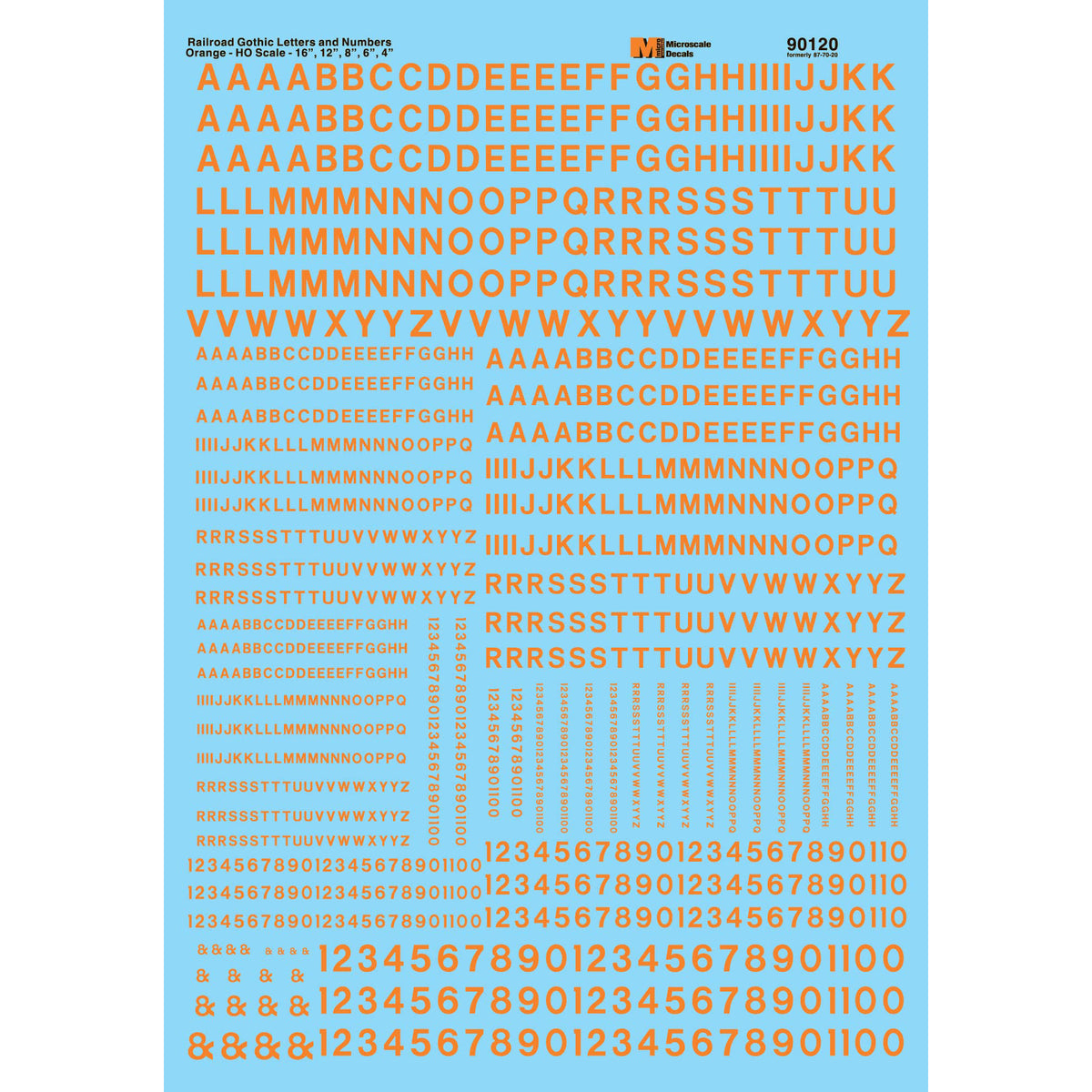 Microscale 90120 Orange Letters and Numbers Railroad Gothic