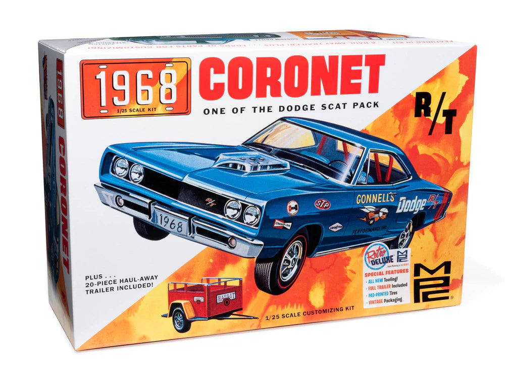 MPC 975 1/25 1968 Dodge Coronet Hardtop with Trailer