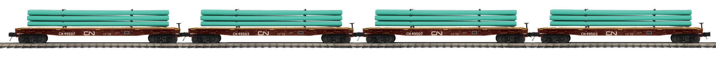 MTH Premier 20-92318 O Scale 60' Flatcar with Pipe Load - Canadian Pacific CP