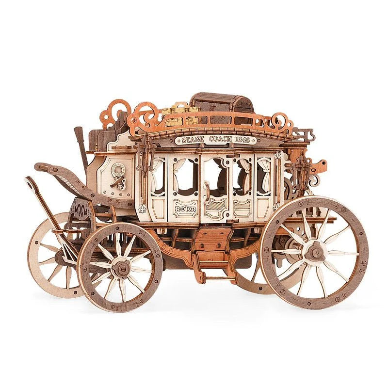 ROKR AMKA1 Mechanical Music Box 3D Wooden Puzzle - Rolling Stagecoach